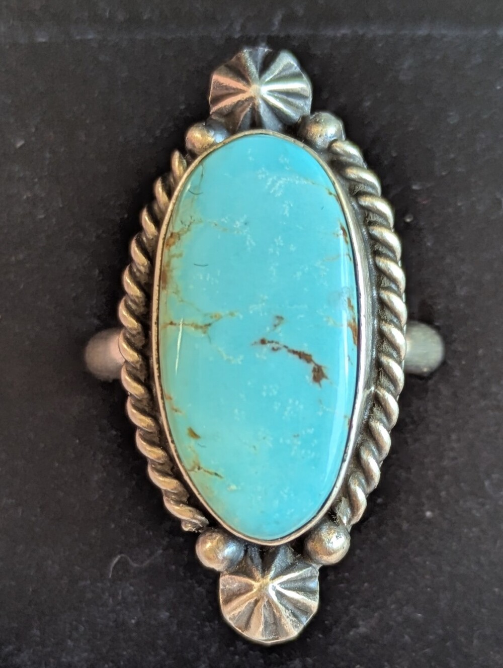 Johnny Dixon Navajo Sterling Silver Turquoise Ring Adjustable Sz 9 Native